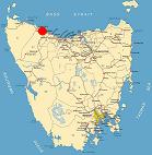 map showing where to find Wynyard Tasmania Australia